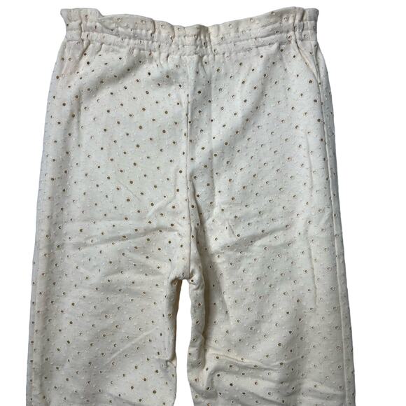 Vintage 80s Yellow Eyelet Pants Leggings High Waist Size Small Cottage Fairy - Picture 4 of 8